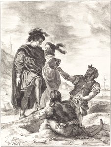 Hamlet und Horatio vor den Totengräbern (Akt V, Szene I) von Eugène Delacroix
