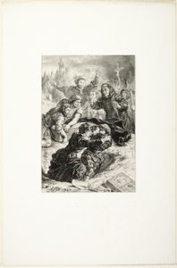 Hamlet und Laertes im Grab von Ophelia von Eugène Delacroix