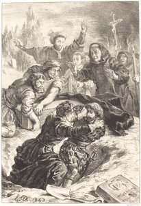 Hamlet und Laertes im Grab von Ophelia (Akt V, Szene I)