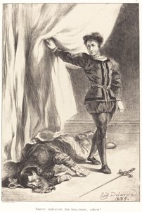 Hamlet und der Leichnam von Polonius (Akt III, Szene IV) von Eugène Delacroix