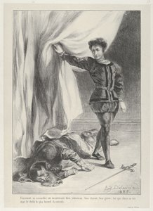 Hamlet und die Leiche von Polonius, 1835 von Eugène Delacroix