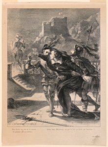 Illustration für Hamlet: Hamlet versucht, dem Geist seines Vaters zu folgen (I,4)