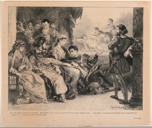 Illustration für Hamlet: Die Schauspieler stellen den Tod von Hamlets Vater dar (III,2)