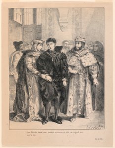 Illustration zu Hamlet. Die Königin versucht, Hamlet aufzuheitern (I,2) von Eugène Delacroix