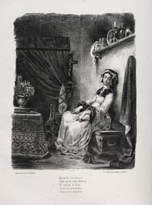 Illustrationen zu Faust: Marguerite mit dem Rad von Eugène Delacroix