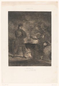 Macbeth konsultiert die drei Hexen von Eugène Delacroix