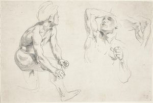 Männlicher Akt posiert für Figuren in der Frise de la Guerre, ca. 1835 von Eugène Delacroix