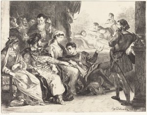Spieler, die die Vergiftung von Hamlets Vater darstellen (Akt III, Szene II) von Eugène Delacroix