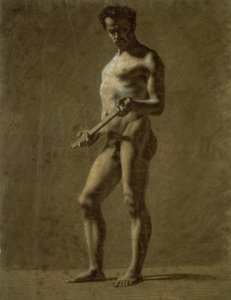 Stehender akademischer männlicher Akt (recto); Skizze des Oberarms (verso) von Eugène Delacroix