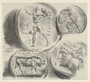 Studien von vier griechischen Münzen, 1825