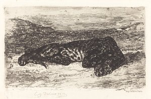Schlafender Tiger in der Wüste, ca. 1830 von Eugène Delacroix