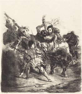 Weislingen wird von den Truppen von Goetz angegriffen (Weislingen attaqué par les gens de Goetz) von Eugène Delacroix