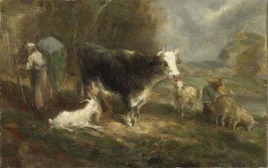 Bauernhof mit Vieh von Eugène Fromentin Dupeux