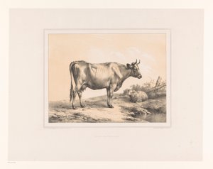 Kuh und Schaf in einer Landschaft von Eugène Verboeckhoven