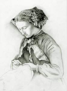 Porträt von Effie mit Fingerhüten im Haar (Der Fingerhut), 1853 von Euphemia Ruskin
