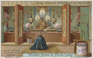 Buddhistischer Mönch in einer Pagode eines kaiserlichen Palastes, China von European School