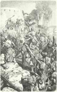 Eroberung des Malakoff-Redoubts während der Belagerung von Sewastopol, 8. September 1855 (Stich) von European School