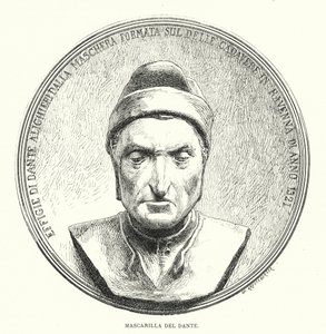 Totenmaske von Dante Alighieri, mittelalterlicher italienischer Dichter von European School
