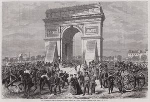 Deutsche Soldaten am Arc de Triomphe, Paris, nach dem Sieg im Deutsch-Französischen Krieg, 2. März 1871 von European School