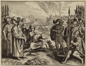 Habakuk hinterfragt Gottes geplante Bestrafung Judas durch die Babylonier (Gravur)
