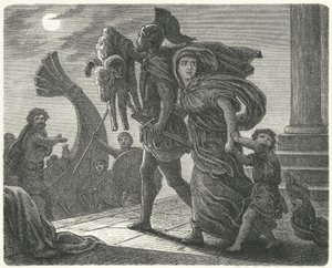 Jason flieht mit Medea und dem Goldenen Vlies auf der Argo aus Kolchis von European School