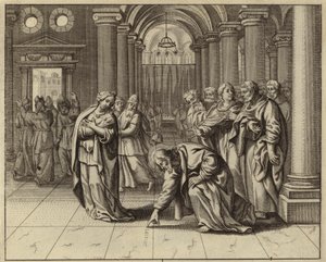 Jesus und die Ehebrecherin (Gravur)