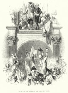 Ludwig XVI. und Bailly im Hôtel de Ville (Gravur) von European School