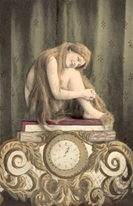 Porträt eines Mädchens über einer Uhr von European School