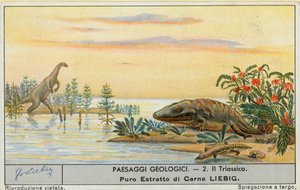 Prähistorische Welt, Liebig-Karte, frühes 20. Jahrhundert von European School