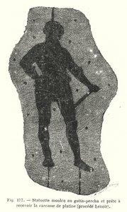 Statuette aus Guttapercha, bereit zur Aufnahme des Platinskeletts, Verfahren Lenoir von European School