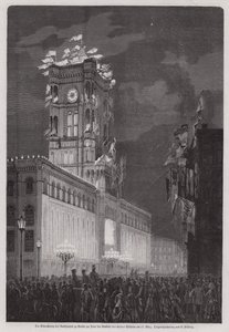 Das Berliner Rathaus erleuchtet zur Feier der Rückkehr von Kaiser Wilhelm I.
