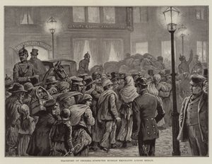 Transport von cholera-verdächtigen russischen Emigranten durch Berlin (Lithographie) von European School