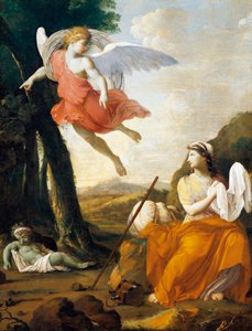 Hagar und Ismael von einem Engel gerettet, von Eustache Le Sueur (1616-1655) von Eustache Le Sueur