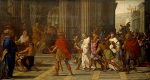 Die Heiligen Gervasius und Protasius werden vor Astasius gebracht und weigern sich, Jupiter zu opfern