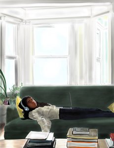 Ava auf der Couch, Brooklyn von Evan Sklar