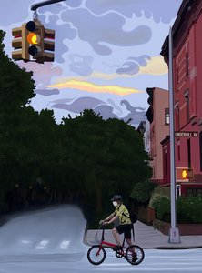 Radfahrer auf der Underhill Avenue, Brooklyn von Evan Sklar