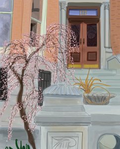 Blühender Kirschbaum, Brooklyn, 2017 von Evan Sklar