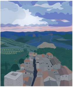 Kleines Dorf in der Toskana, 2015 von Evan Sklar