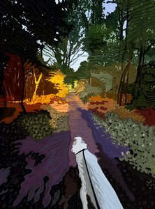 Weißer Hund im Wald von Evan Sklar