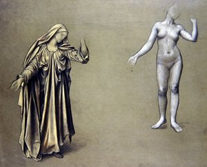 Studie einer drapierten Figur mit begleitendem Akt
