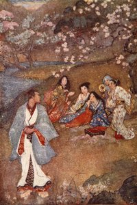 Shinge und Yoshisawa am Veilchenbrunnen, Illustration aus 