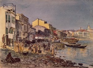Russische Soldaten am Ufer in San Stefano, 1878 von Evgeni Kirillovich Makarov