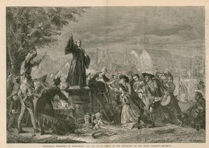 George Whitefield predigt in Moorfields, 1742 - in der Ausstellung der Royal Academy von Eyre Crowe