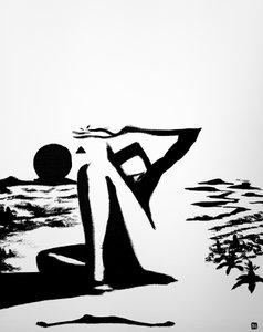 Sitzende Figur Wüstenhorizont