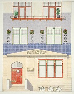 Entwurf für die Fassade eines deutschen Stadthauses, frühe 1900er Jahre, aus 