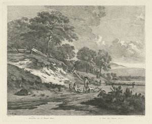 Dünenlandschaft mit ruhenden Jägern von F.W. Musculus