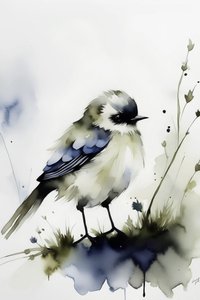 Einzelner Vogel in Aquarell