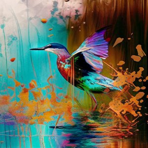 Abstrakter Vogel, inspiriert von Claude Monet von F. Abderrahim