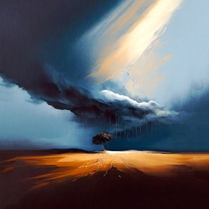 Abstrakte Öllandschaft, John Singleton Stil von F. Abderrahim