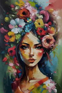 Schönes Mädchen umgeben von Blumen von F. Abderrahim